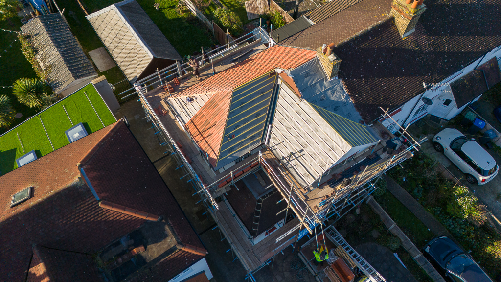 Drone roof survey being conducted in Croydon