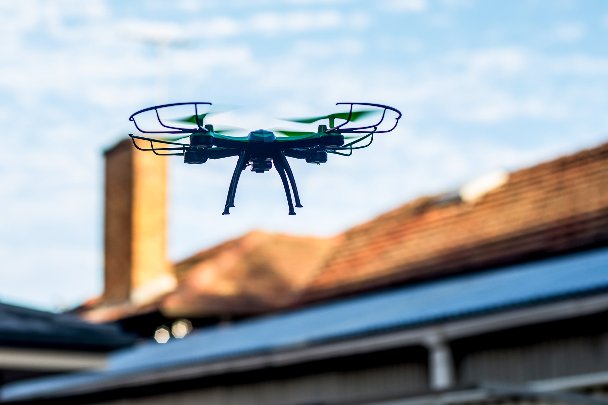 Drone being used for roof survey in croydon